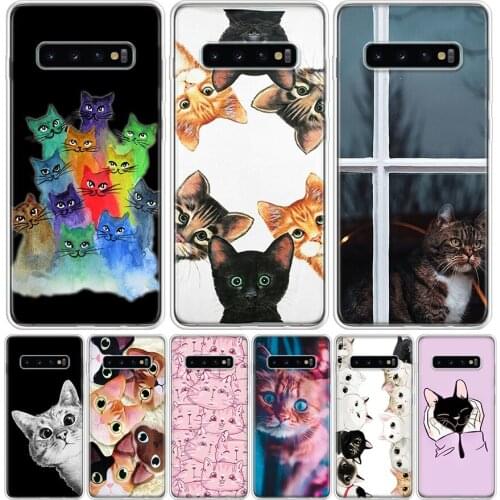 Cat Cute Kitten Catling Cover Phone Case For Samsung Galaxy S10 S20 Ultra Note 10 9 8 S9 S8 J4 J6 J8 + Lite Plus Pro S7 Coque
