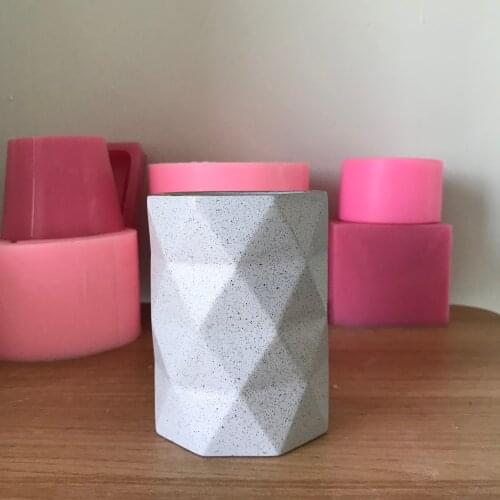 Cement Pen Holder Silicone Pot Mold Concrete Flowerpot Penholder Candlestick Tray Craft Resin Mould
