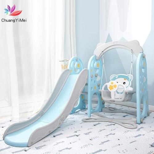 Baby Swing Chair 3 in 1 Slide Combination Shoot Basketball Kids Mini Playground Indoor Multi-Functional Cartoon Slide Set