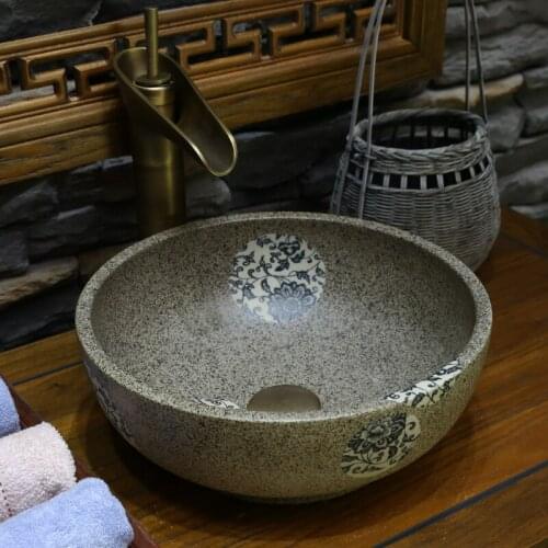 Jingdezhen Art Counter Top ceramic lavabo sink Bathroom sink hand painted porcelain basins round wash basin