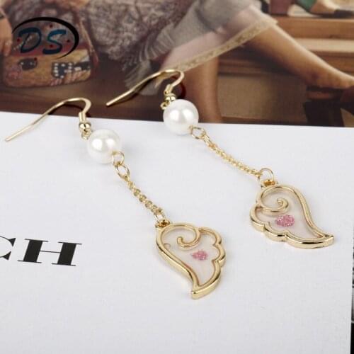 Dongsheng jewelry Cardcaptor Sakura Drop Earrings for Woman boho Angel wings Earrings Jewelry pearls brinco