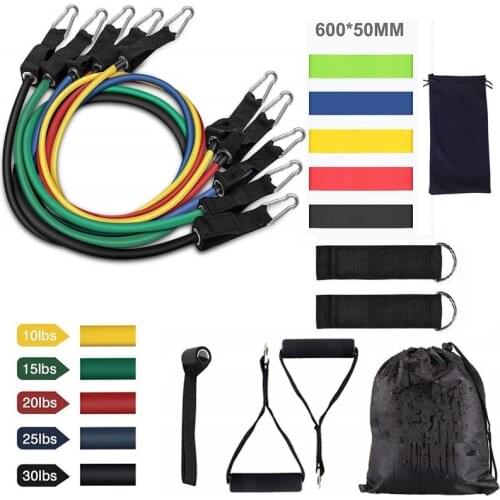 17Pcs Yoga Pull Rope Latex Resistance Bands Stretch Training Physical Therapy Home Gym Flossing Band Expander Fitness Equipment