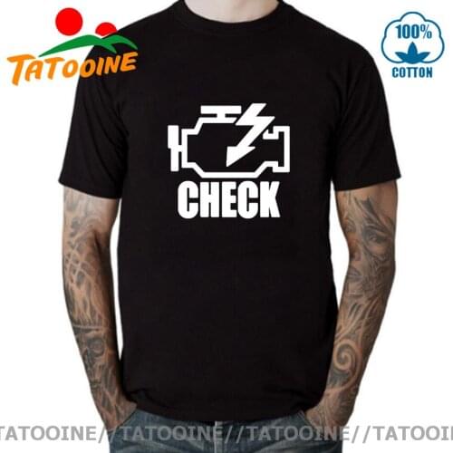 Mechanic Auto Repair Check Engine Light T-Shirt Funny Birthday Gift For Men Daddy Father Husband Short Sleeve Cotton T Shirt Tee