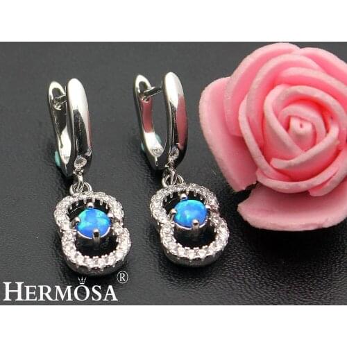 Hermosa Shiny 8 Design Lovely Gift For Women Romantic Fire Opal WhiteTopaz Drop Earrings 25mm Free Shipping