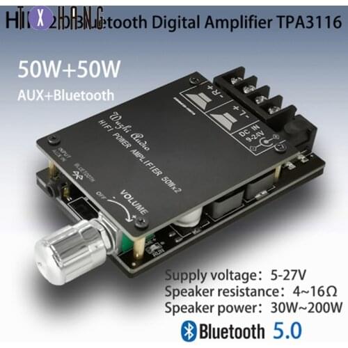 HIFI Wireless Bluetooth 5.0 TPA3116 Digital Power Audio Amplifier board TPA3116D2 50WX2 Stereo AMP Amplificador Home Theater