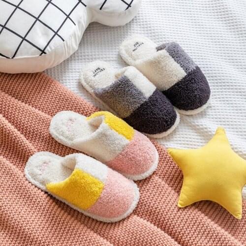 Cotton Slippers Womens Home Cute Thick-soled Anti-slip Couple Indoor Month Warm Winter Wool Slippers Mens Slippers