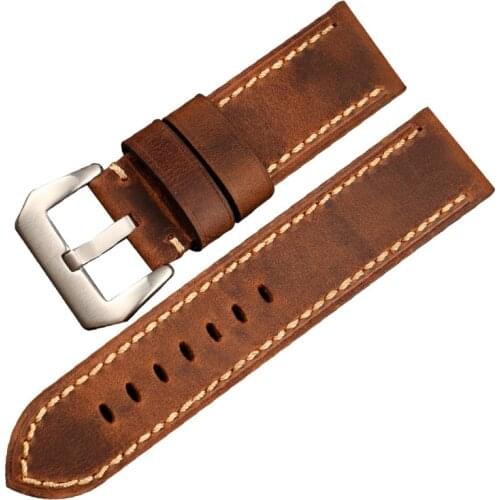 Italian Leather Watchband Wholesale Handmade Strap, 20 21 22 23 24 26MM Brown Men PAM111 441 Vintage Old Bracelet