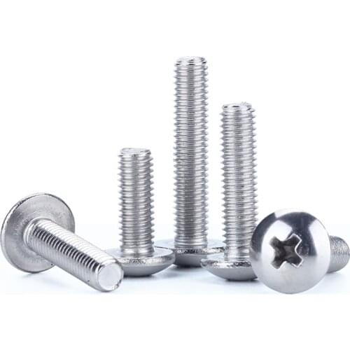100PCS M4 Stainless steel cross screw phillips screw Bolts Round Flat head Metric Thread M4*6/8/10/12/16/20/25/30mm size