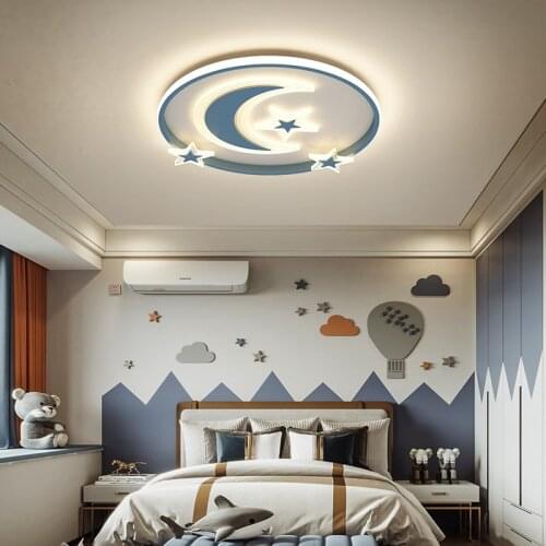 Round Modern led Chandelier Children Kids Room bedroom modern led ceiling Chandeliers luminarias para sala Blue or Pink Color