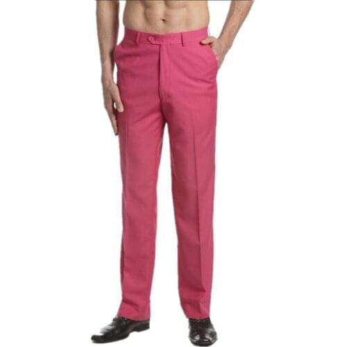 Fashion Fuchsia Straight Men Pants trousers Male Slim Fit Business Suit Pants/Male High-end Leisure Thin Leg pants Fashionable
