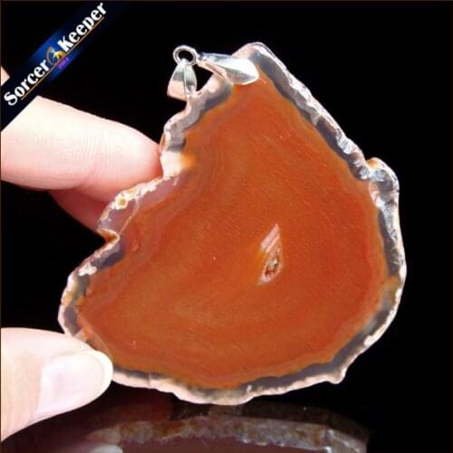 Natural Crystal Gem Stone Jewelry Yellow Rough Art Botswana Agates Slice Beads Pendant Necklace New Trendy Gift for mens KS373