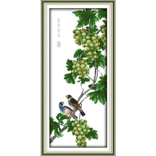 Grape cross stitch kit cartoon 14ct 11ct count pre print canvas stitching embroidery DIY handmade needlework