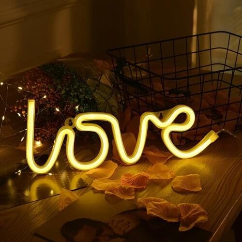 Love Design LED Neon Sign Night Light Strap Christmas Family Party Decoration