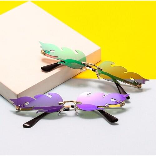 New Fashion Fire Flame Sunglasses Wave Rimless Narrow Retro UV 400 Streetwear Vintage Eye glasses Cycling Outdoor Accessories
