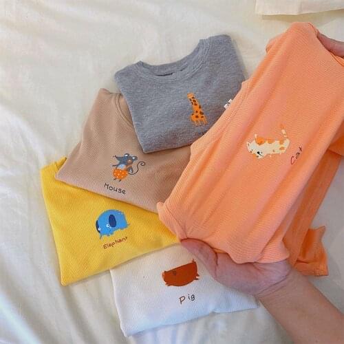 2021 spring and autumn new mens and womens top childrens all-in-one Cotton Long Sleeve T-Shirt pit stripe cartoon bottom shir