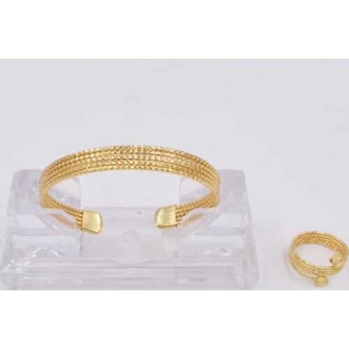 NEW High Quality Ltaly 750 Gold color Jewelry Set For Women african beads fashion Bracelet Ring jewelry NEW High Quality Ltaly 7