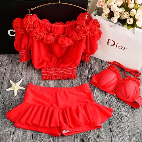 New Halter Top Sexy 2020 Swimsuit Sexy Swimwear women summer dress Handmade Flower Bikinis women Swimsuit push up biquini women