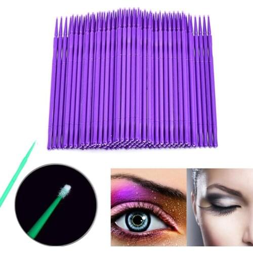 100pcs Disposable Cotton Swabs Eyelash Brushes Cleaning Swab Hot Natural Eyelashes Remover Tattoo Microbrush Kit Applicators