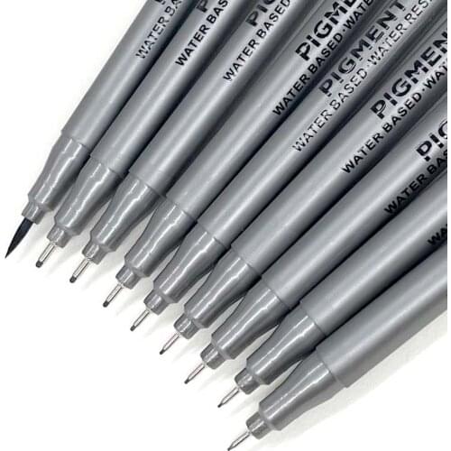 Pigment Liner Manga Art Markers Waterproof Brush Pen 0.05-0.8 Black Fine Tip Sketching School Office Supplies Student Stationery