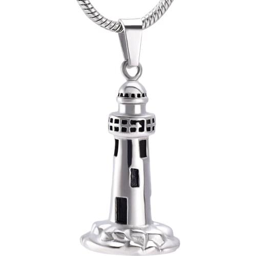 IJD10012 Customize Vintage Cremation Jewelry Lighthouse Pendant Memorial for Ashes Holder Urn Keepsake Funeral Necklace