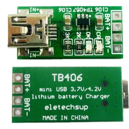 2x Mini USB Li Lithium Battery Charger Module TP4057 DC 5V to 4.2V Step-down buck Board for diy Mobile phone 18650 Solar Charger