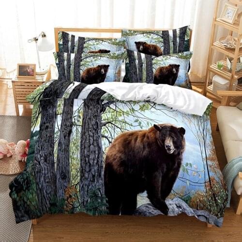 Brown Bear Bedding Duvet Cover Set 3d Digital Printing Bed Linen Fashion Design Comforter Cover Animal Bedding Sets Bed Set