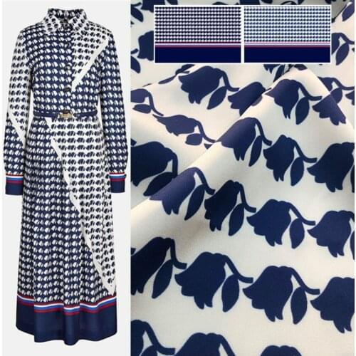 Luxury Brand 100% Polyester Rose Printed Imitation Satin Fabric Soft Clothing Pajamas Cloth Fabrics for Dress Per Meter