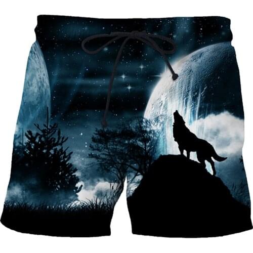 Mans Beach Shorts animal wolf 3d Printed pants high quality Swim shorts harajuku shorts men Starry sky Gym Surf Board Swimsuit