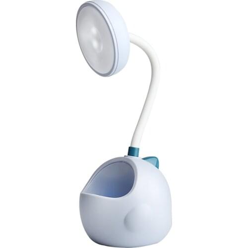 LED Desk Light Rechargeable Desk Lamp with USB Charging Port & Pen Holder 360° Flexible Mini Cute Lamp for Bedroom Reading