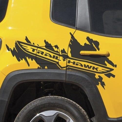 For 1Pair Jeep Renegade Cherokee Trail Hawk TrailHawk Side Splash Logo Graphic Vinyl Decal