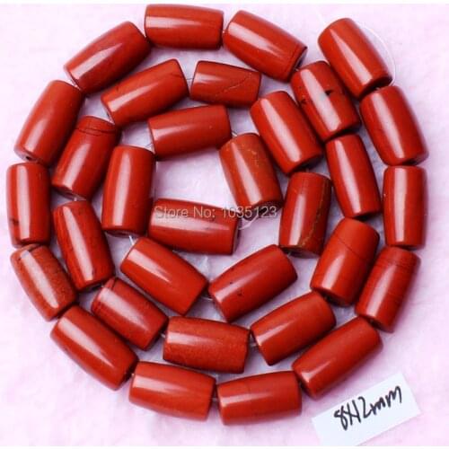 High Quality 8x12mm Natural Red Jaspers Stone Column Shape DIY Gems Loose Beads Strand 15" Jewelry Accessory w1283