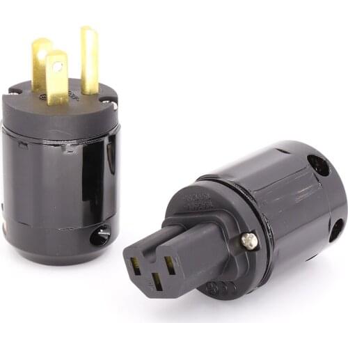 Hifi Power Plug High Quality Gold-plated One Pair US Power Connector + IEC female connector