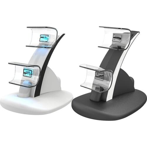 Type-C Controller Charger Dock LED Dual USB PS4 Charging Stand Station for Sony Playstation 5 PS5 Slim Black White