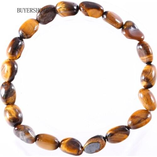 Women Bangle Jewelry Gift Handmade Stretch Natural Stone Beads Golded Tigereye Bracelet 1Pcs H1300