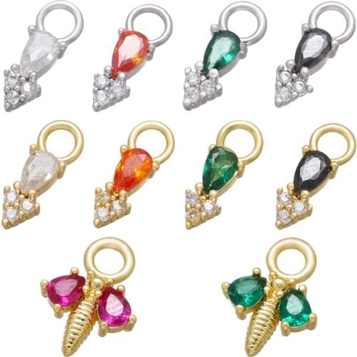 ZHUKOU CZ crystal red/green bee earrings pendants insect small charms for women DIY Jewelry making accessories wholesale VD837