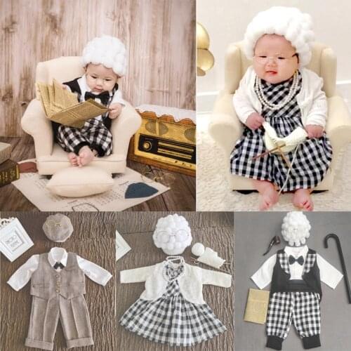 1 Set Funny Newborn Baby Photography Props Costume Infant Girls Cosplay Grandma Clothes Photo Shooting Hat Outfits Dropshipping