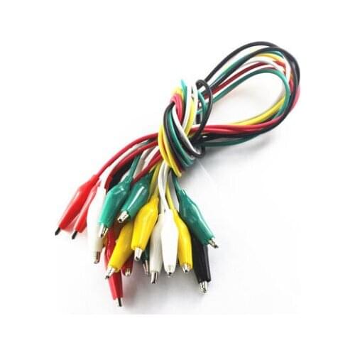 1set 10pcs Double-ended Test Leads Alligator Crocodile Roach Clip Jumper Wire 5 Colors