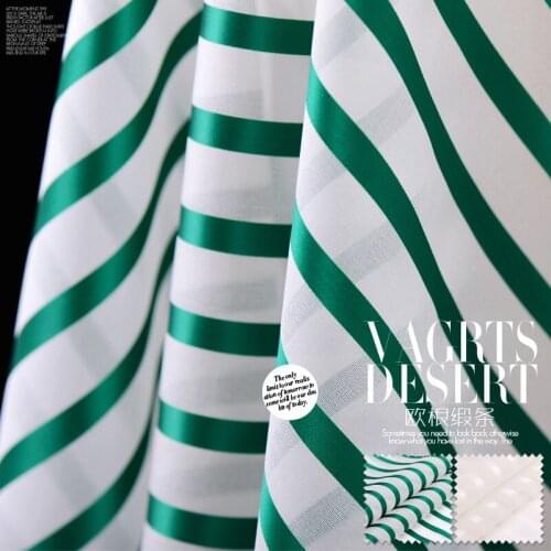100% pure mulberry Green striped silk satin Organza FABRIC DIY clothes silk fabric A145