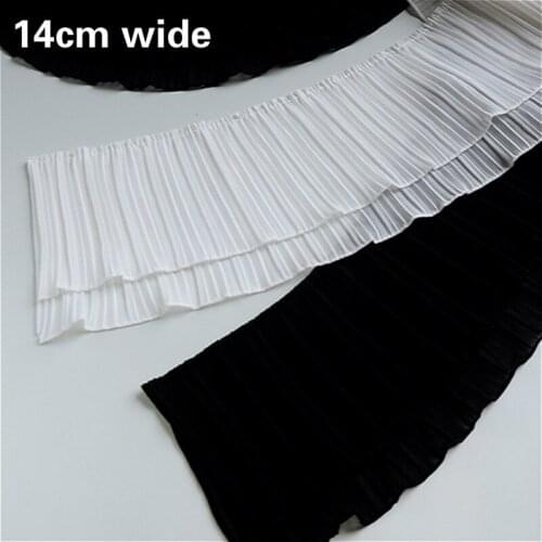 14cm Quality Widened Double Chiffon Organ Folds Lace Fabric DIY Skirt Wedding Dress Fast Sewing Material Home Textile Hem Trim