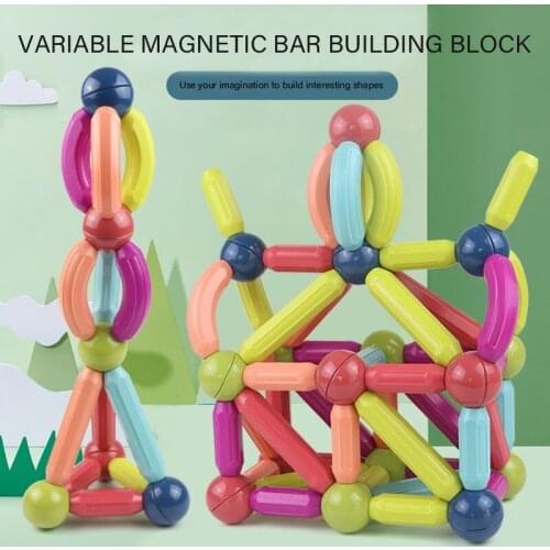 25-130pcs Childrens Puzzle Assembled Building Block Toys Strong Magnetic Stick Set Interesting Christmas Gift Game Combination