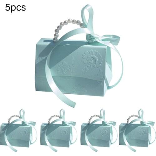 5pcs/lot Portable Party Wedding Favor Gift Boxes Chocolate Treat Candy Gift Bag Baby Shower Birthday Party Decoration