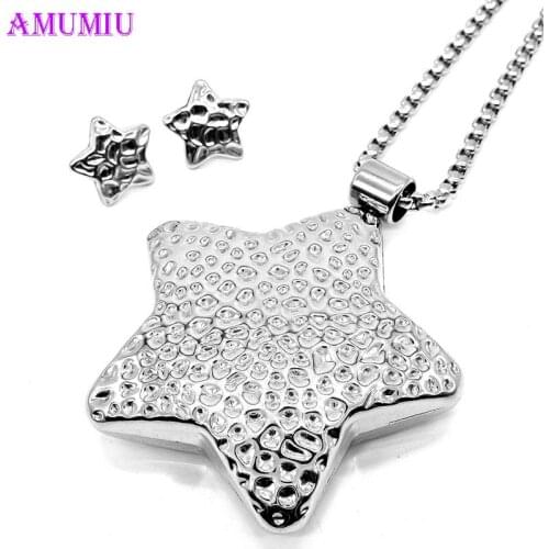 AMUMIU Fashion Star Women Jewelry Set With Cubic Zircon Silver Color Classic Bridal Jewelry Sets For Engagement Jewelry JS084