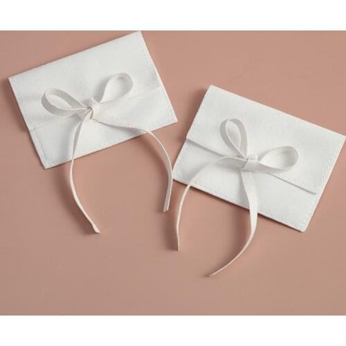 White Microfiber Bag Small Jewelry Packaging Pouches for Earrings Necklace Christmas Wedding Favor Pouch Velvet Gift Bag Package