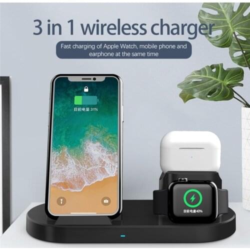 3 in 1 15W Qi Fast Charge Charging Dock Station for IPhone 12 11 Pro Max IWatch 6 5 4 Airpods Pro Samsung Wireless Charger Stand