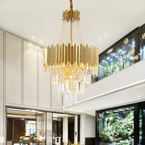 Large Crystal Chandelier Lighting Modern Luxury Chandeliers Villa Hall Crystal Lamp Living Room Dining Room Gold crystal lights