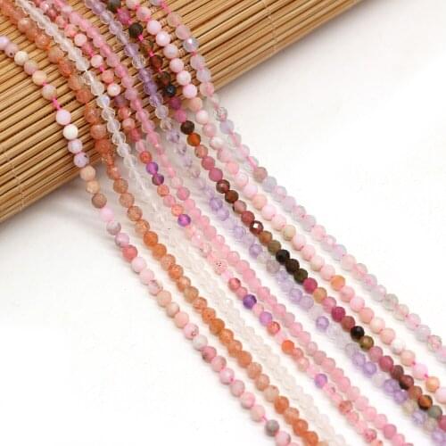 Natural Stone Beads Round Gem Faceted Mixed Color Small Loose Spacer Beaded For jewelry making DIY Necklace Bracelet Accessories