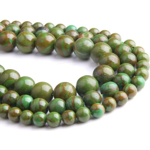 Natural Green Picture Jades stone beads smooth loose round green Phoenix gem stones beads Accessory for jewelry making bracelets
