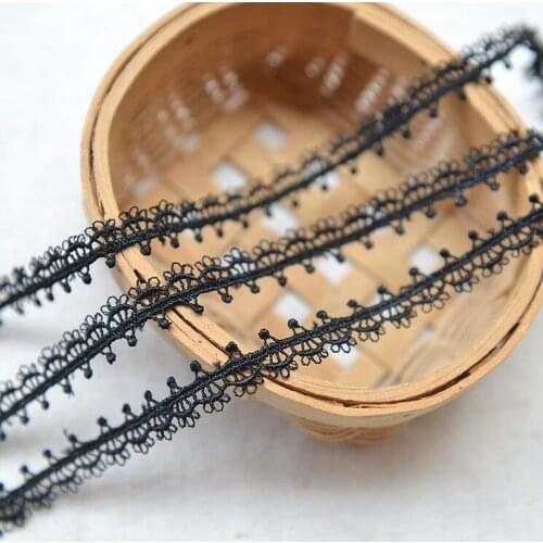 Hot 10 Meters 1.3cm Width Black Thin Lace Trims Lace Tape Lace Ribbon as Necklace