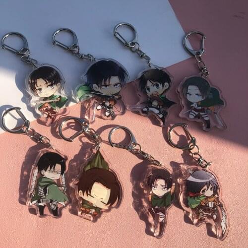 Hot Anime Attack on Titan Acrylic Keychain Keyring Levi Ackerman Eren Jager Mikasa Gifts Ackerman Armin Arlert Cartoon Pendant