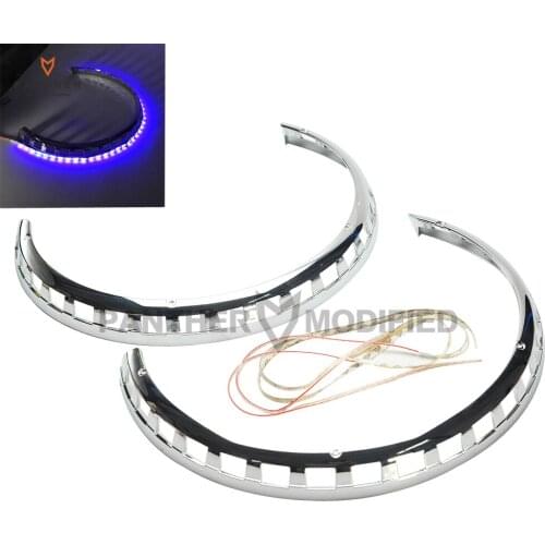 Chrome Motorcycle Brake Rotor Covers LED Fire Ring Blue Red case for Honda Goldwing GL1800 2001-2014